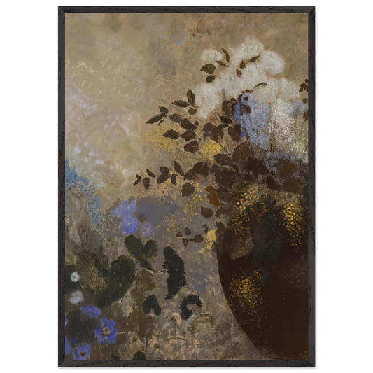 FLOWERS IN A BLACK VASE - Odilon Redon Framed Art Print – Black Wooden Frame - Default Title - -Framed Art Print