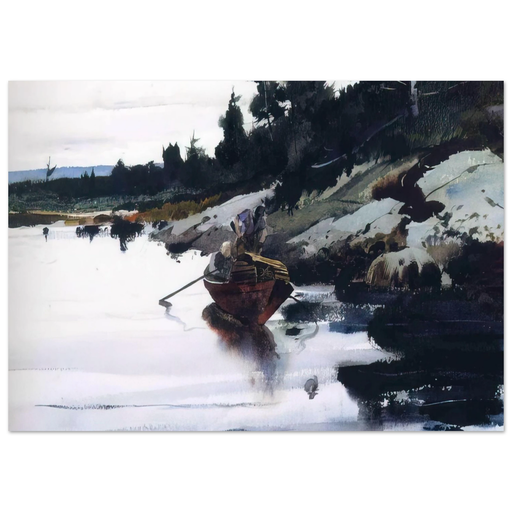 Andrew Wyeth - TURKEY COVE LEDGE Wall Art - 30x40 cm / 12x16 inches - Fine Art Poster - -