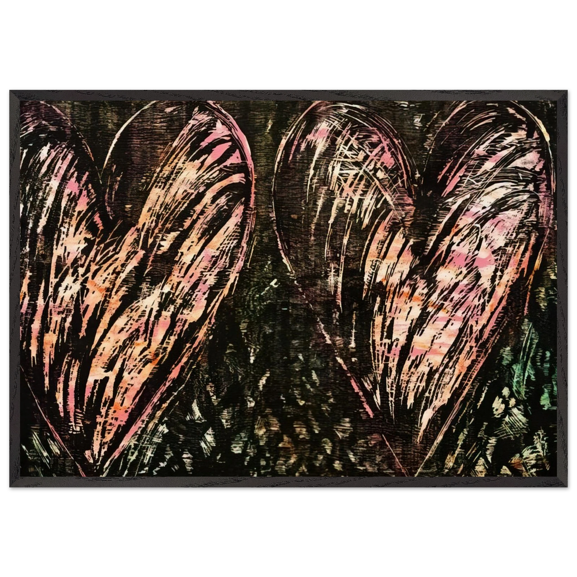 TWO HEARTS IN A FOREST 1981 - Jim Dine Framed Art Print – Black Wooden Frame - Default Title - -Framed Art Print