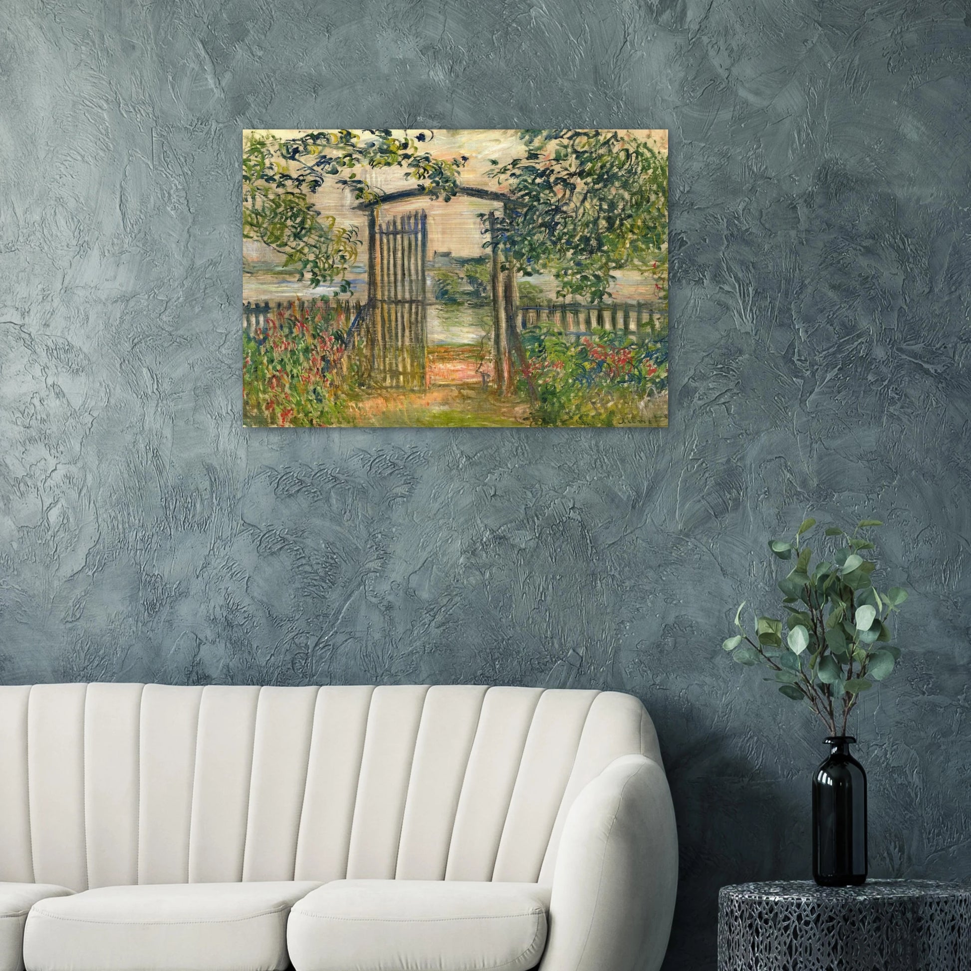 The Garden Gate at Vetheuil - claude monet Brushed Aluminum Print - 70x100 cm / 28x40 inches | claude monet Aluminum Print | claude monet Prints