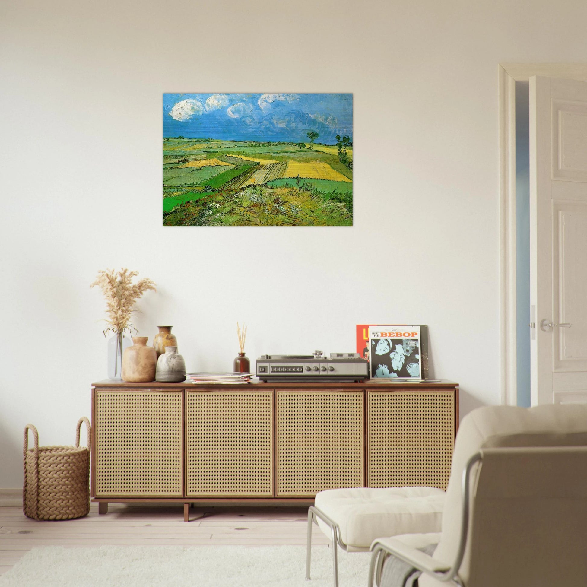 Wheat Fields at Auvers Under Clouded Sky - Vincent van Gogh Brushed Aluminum Print - 70x100 cm / 28x40 inches | Vincent van Gogh Aluminum Print | Vincent van Gogh Prints