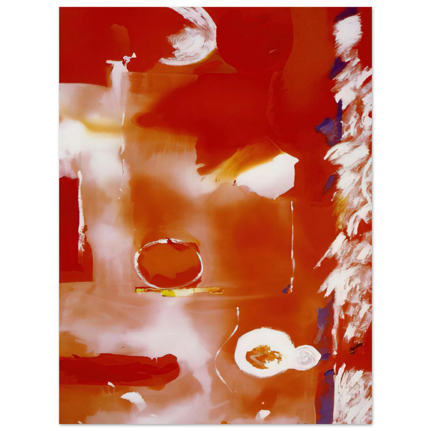 Helen Frankenthaler - Seeing the Moon on a Hot Summer Day - 1987 Wall art - 28x43  cm / XL (11x17 Inches) - Premium Wooden Framed Poster With Fine Art Paper - Wood frame