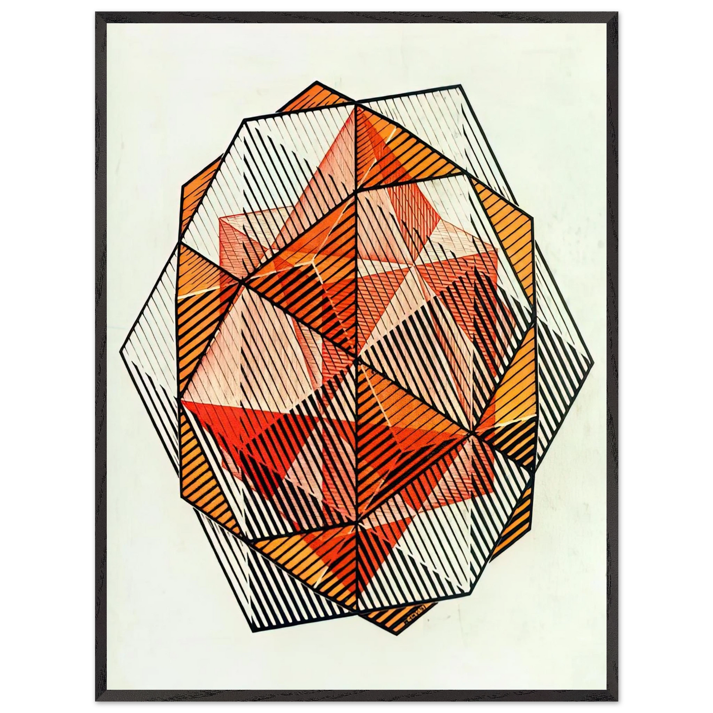 MC Escher - FOUR REGULAR SOLIDS Wall Art - 21x29.7 cm / 8x12" - Premium Wooden Framed Poster With Fine Art Paper - White frame