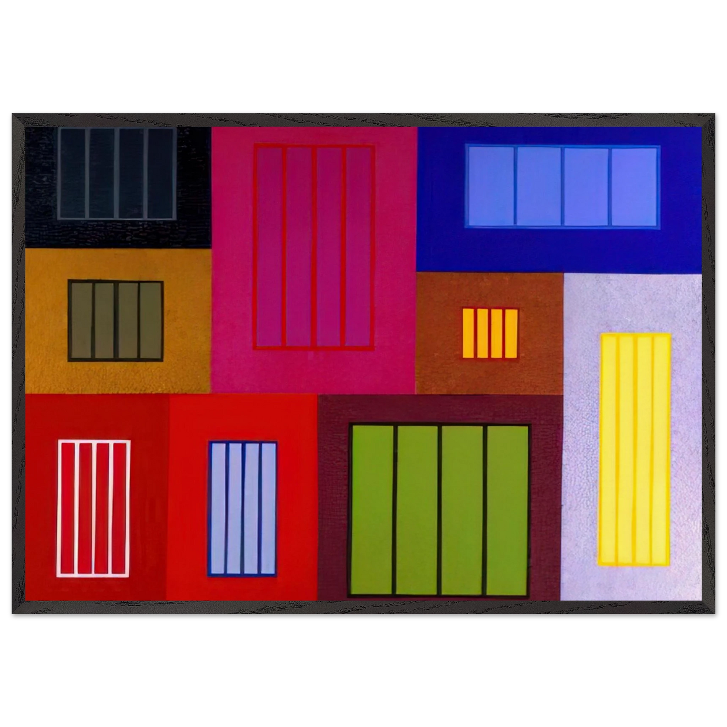 The Time Machine - 2002 - Peter Halley Framed Art Print – Black Wooden Frame - Default Title - -Framed Art Print