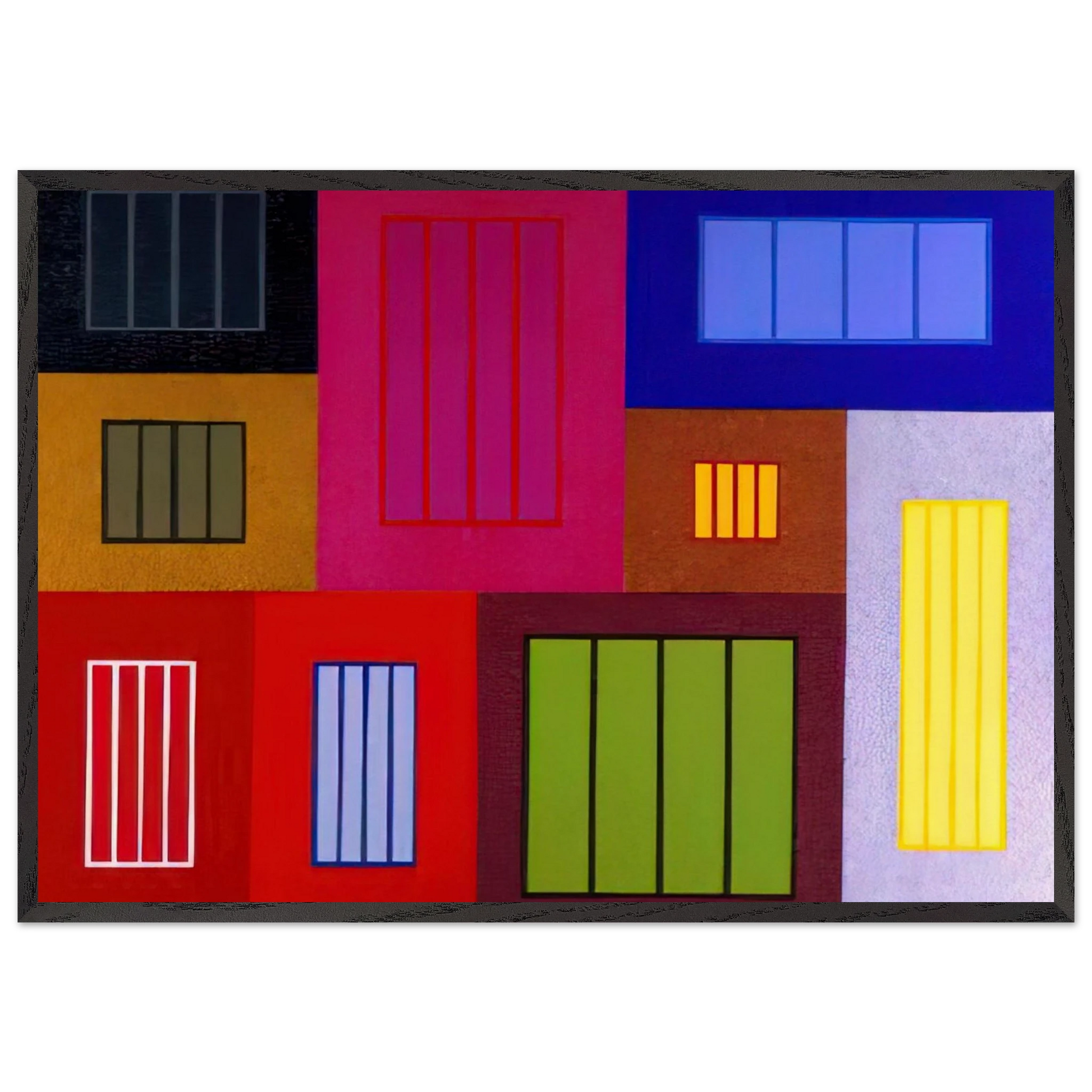 The Time Machine - 2002 - Peter Halley Framed Art Print – Black Wooden Frame - Default Title - -Framed Art Print