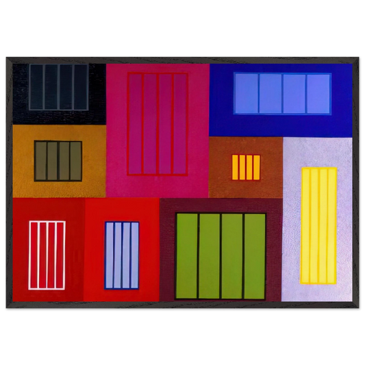 The Time Machine - 2002 - Peter Halley Framed Art Print – Black Wooden Frame - Default Title - -Framed Art Print