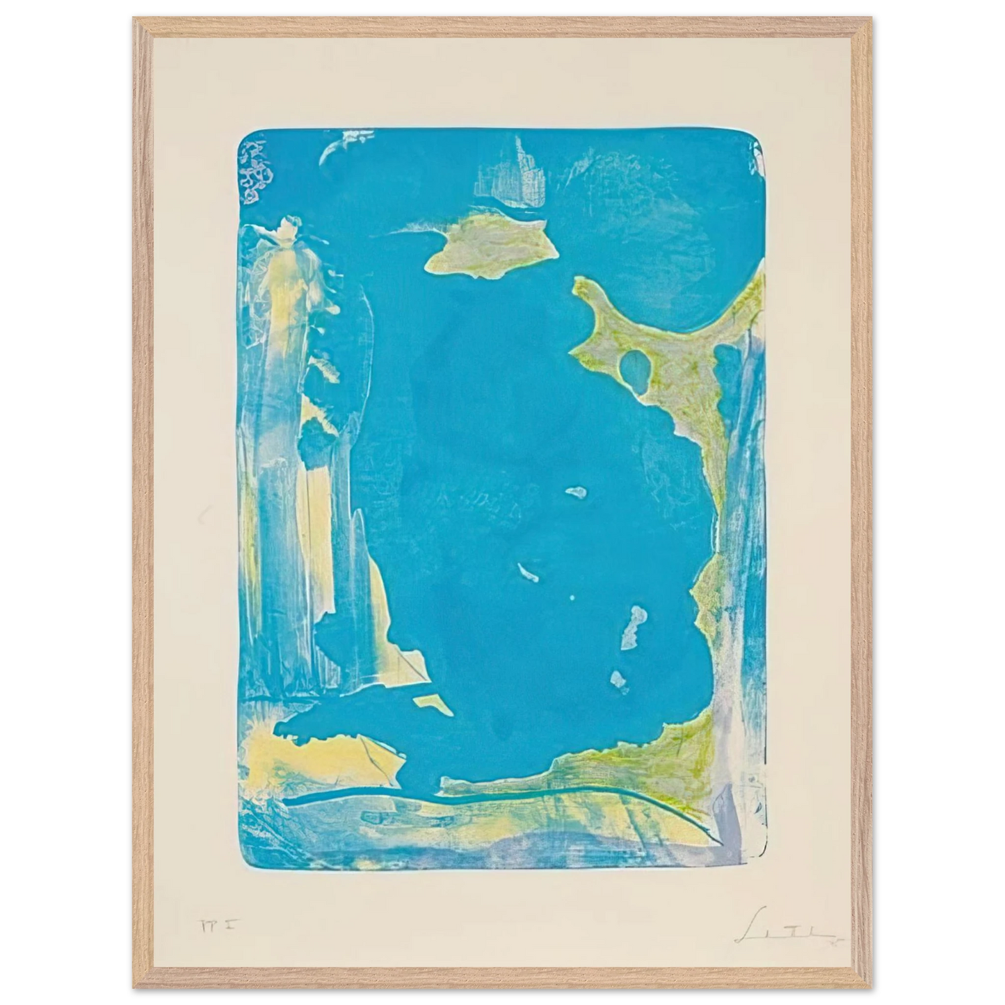 Helen Frankenthaler - Reflections IV - 1995 Wall art - 30x45 cm / 12x18 Inches - Premium Wooden Framed Poster With Fine Art Paper - Black frame