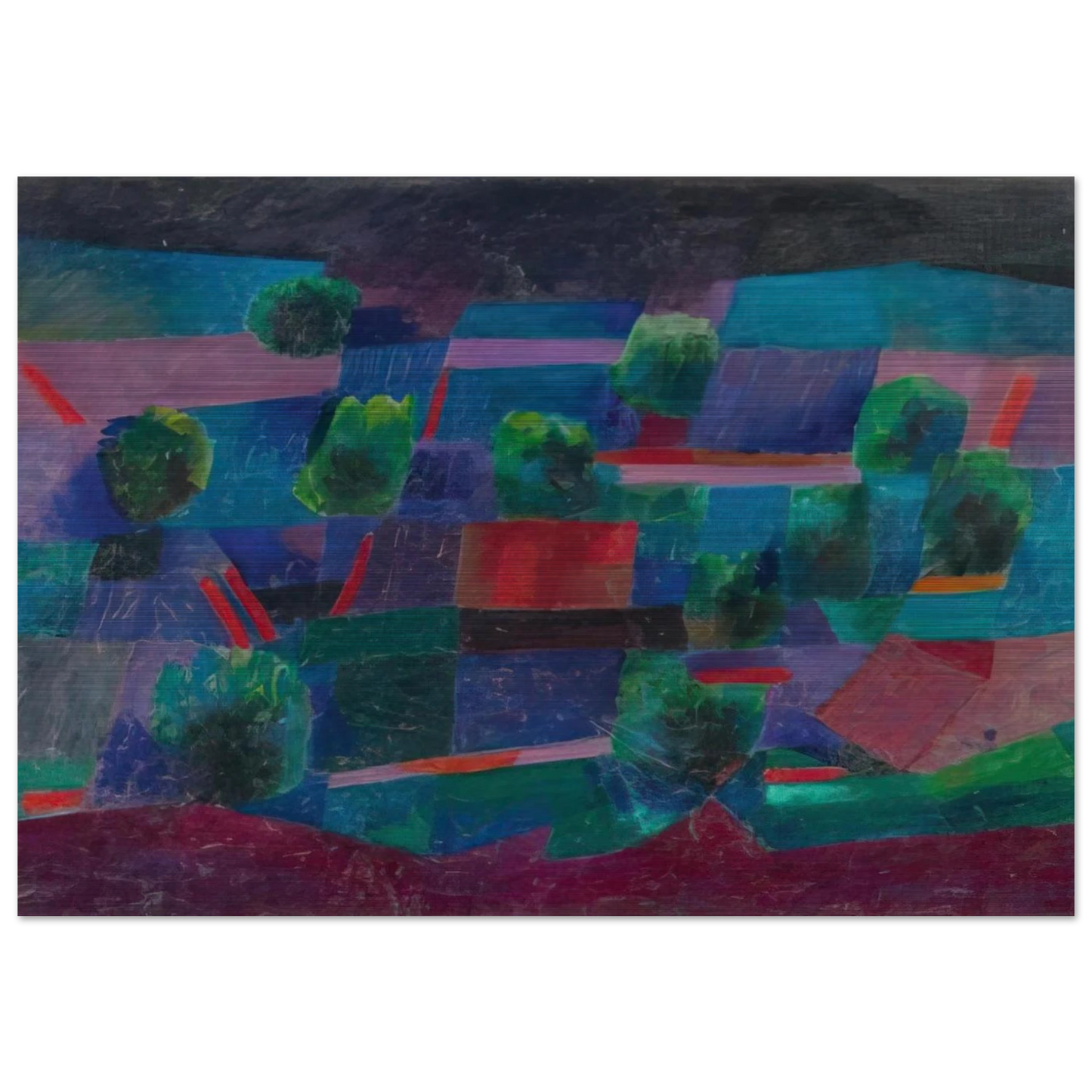 Moonlit Landscape - 1958 - Johannes Itten Brushed Aluminum Print - 70x100 cm / 28x40 inches | Johannes Itten Aluminum Print | Johannes Itten Prints