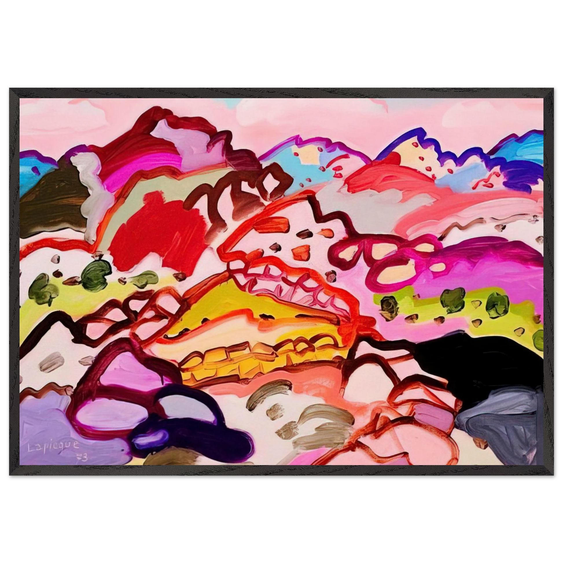 Paysage en Castille - 1973 - Charles Lapicque Framed Art Print – Black Wooden Frame - Default Title - -Framed Art Print