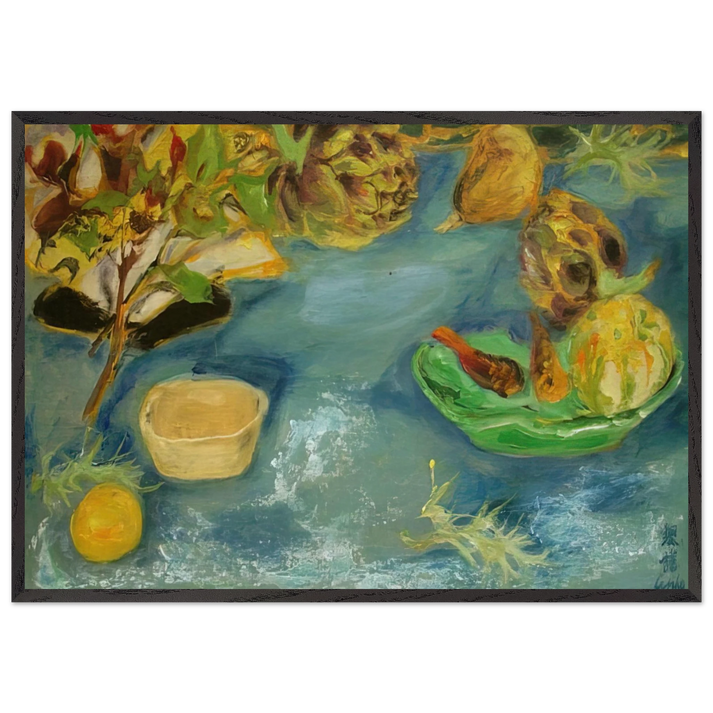 Still life with artichokes - 1956 - Le Pho 70x100 cm / 28x40 inches Framed Art Print – Black Wooden Frame