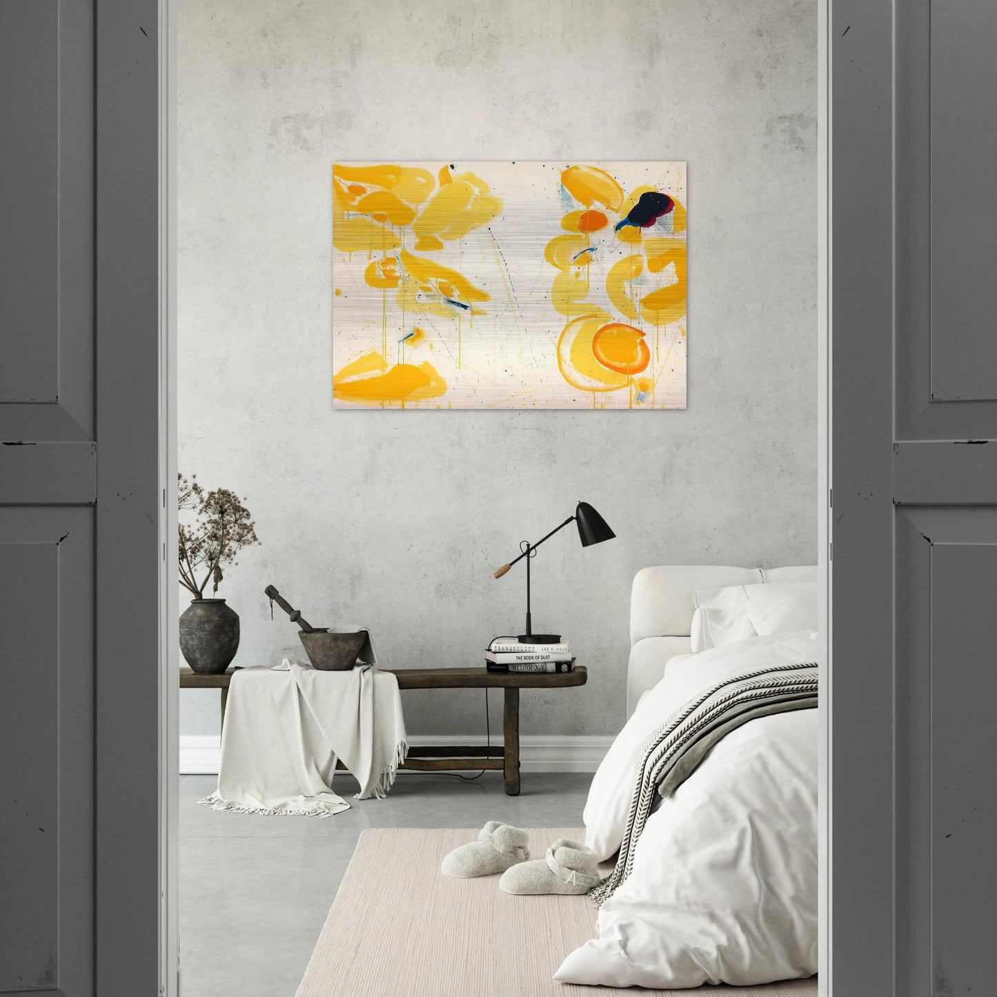 Untitled  Yellow  - Sam Francis Brushed Aluminum Print - 70x100 cm / 28x40 inches | Sam Francis Aluminum Print | Sam Francis Prints