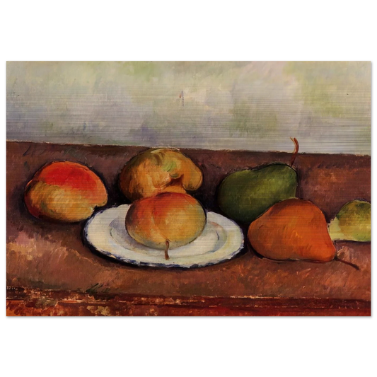 Still Life Plate and Fruit - Paul Cézanne Brushed Aluminum Print - 70x100 cm / 28x40 inches | Paul Cézanne Aluminum Print | Paul Cézanne Prints