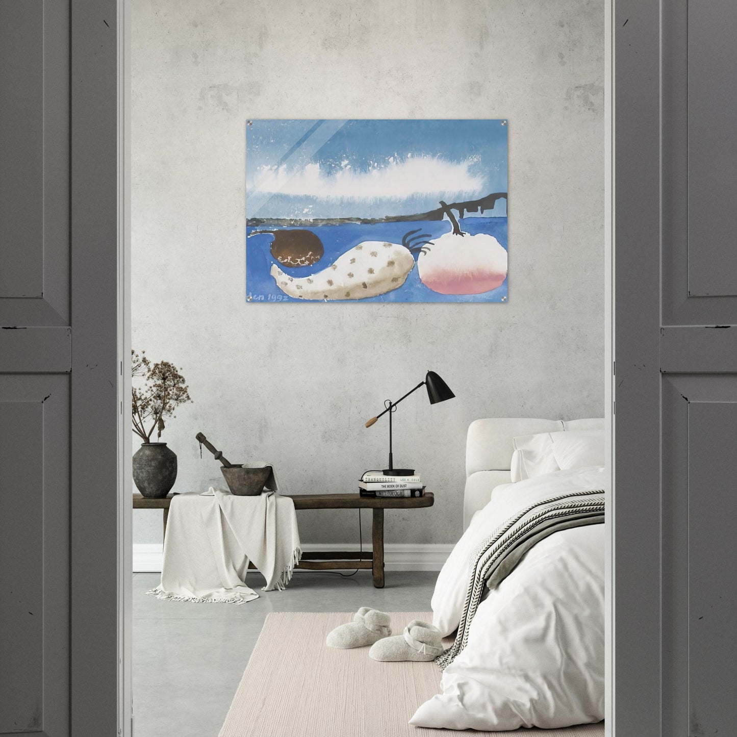 Fruit by the shore - 1992 - Mary Fedden Acrylic Print - 70x100 cm / 28x40″ inches | Mary Fedden Wall Art | Mary Fedden Prints