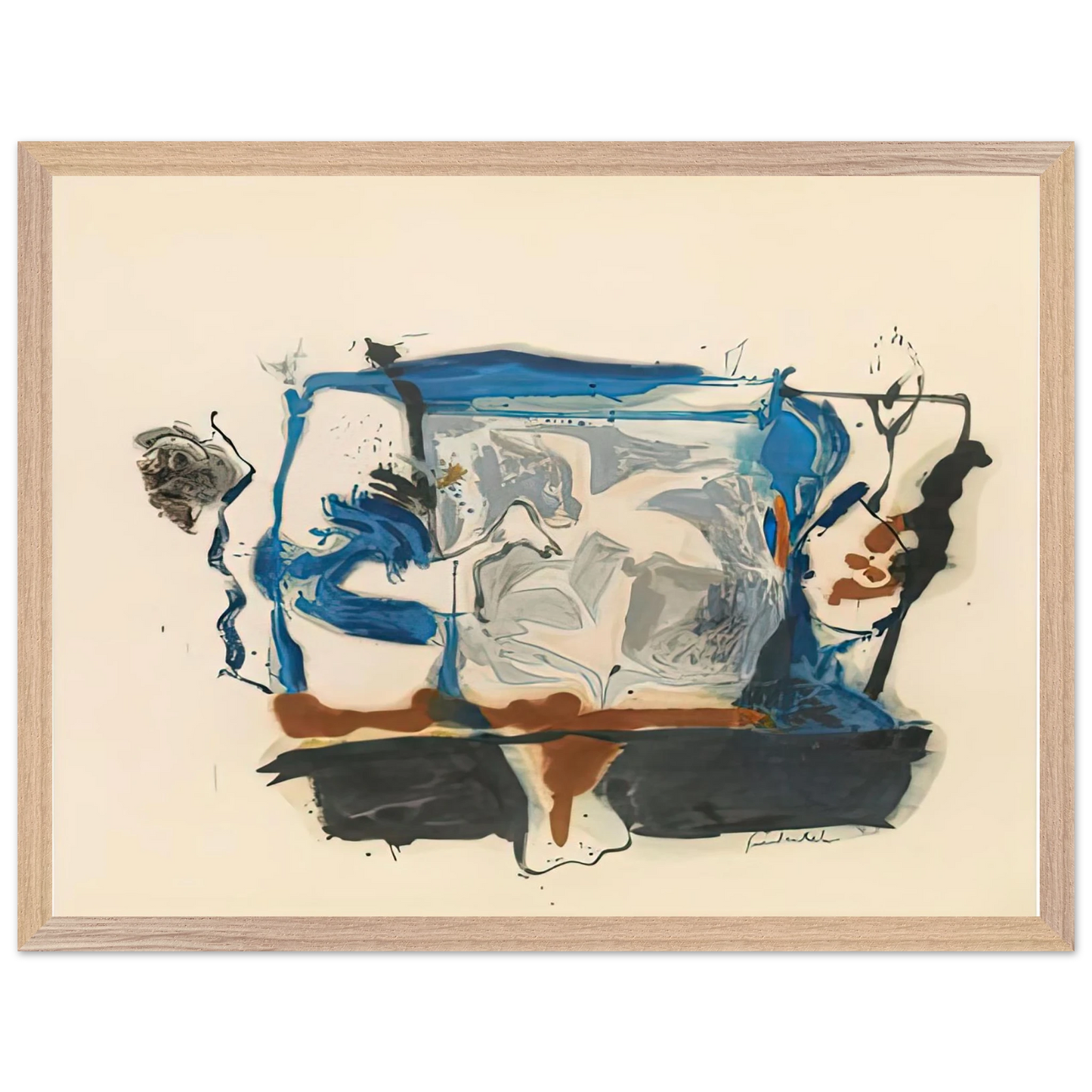 Helen Frankenthaler - Swan Lake II, 1961- Wall Art - 60x80 cm / 24x32 inches - Premium Wooden Framed Poster With Fine Art Paper - Wood frame