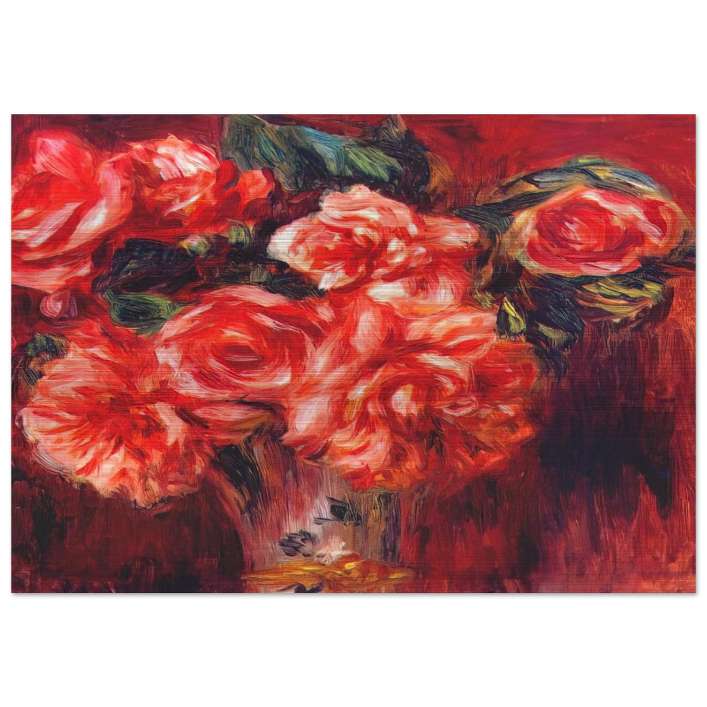 Moss roses - Pierre-Auguste Renoir Brushed Aluminum Print - 70x100 cm / 28x40 inches | Pierre-Auguste Renoir Aluminum Print | Pierre-Auguste Renoir Prints