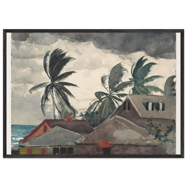 HURRICANE BAHAMAS 1898 - Winslow Homer 70x100 cm / 28x40 inches Framed Art Print – Black Wooden Frame