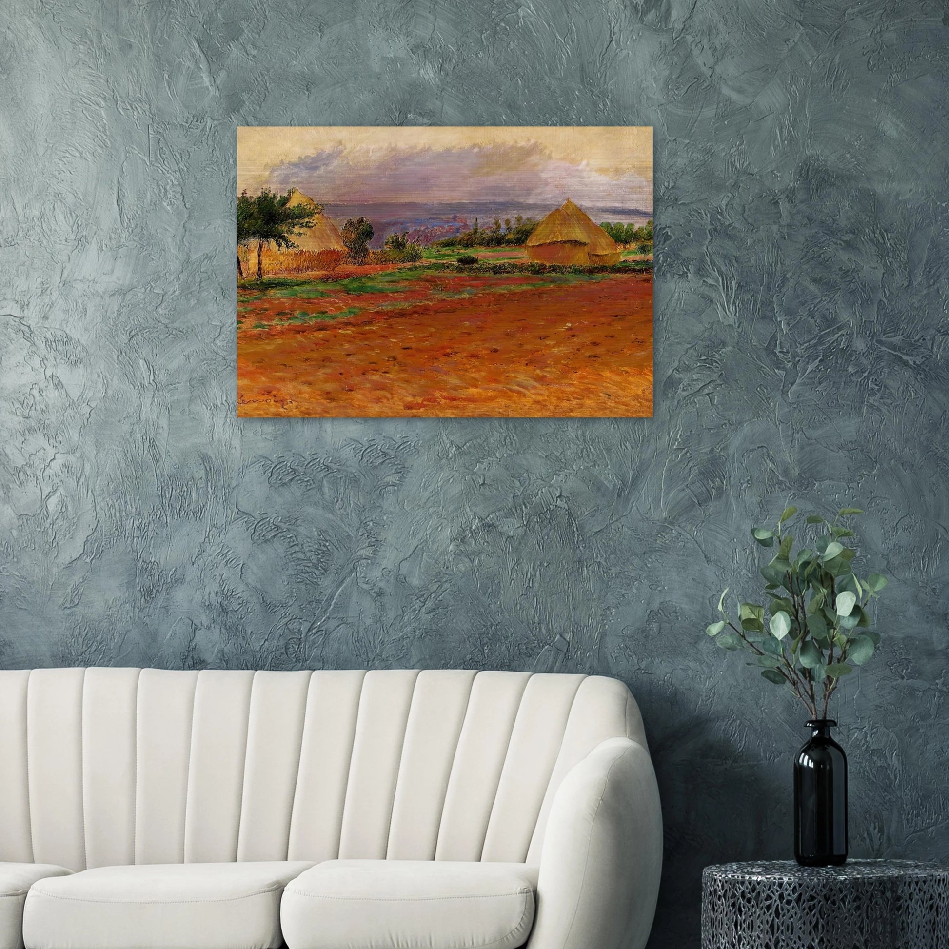 Field and Haystacks - Pierre-Auguste Renoir Brushed Aluminum Print - 70x100 cm / 28x40 inches | Pierre-Auguste Renoir Aluminum Print | Pierre-Auguste Renoir Prints