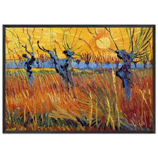 Pollard Willows and Setting Sun - Vincent van Gogh Framed Art Print – Black Wooden Frame - Default Title - -Framed Art Print