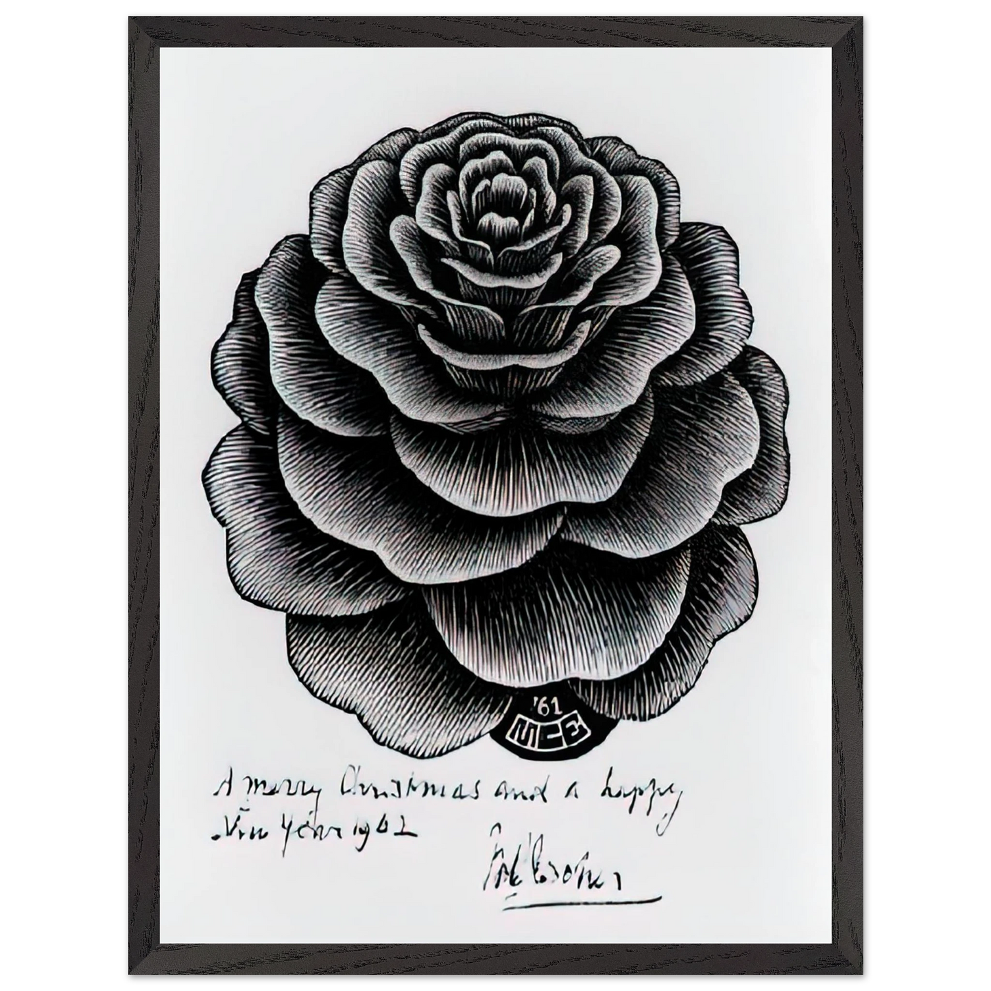 MC Escher - MERRY CHRISTMAS HAPPY NEW YEAR Wall Art - 30x40 cm / 12x16 inches - Fine Art Poster - -