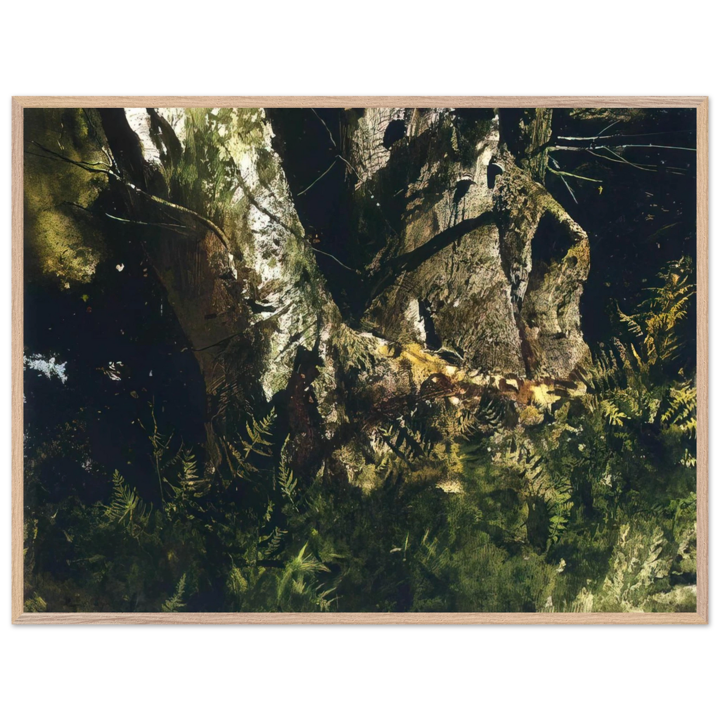 Andrew Wyeth - VIRGIN BIRCH 1982 Wall Art - 21x29.7 cm / 8x12" - Premium Wooden Framed Poster With Fine Art Paper - Black frame