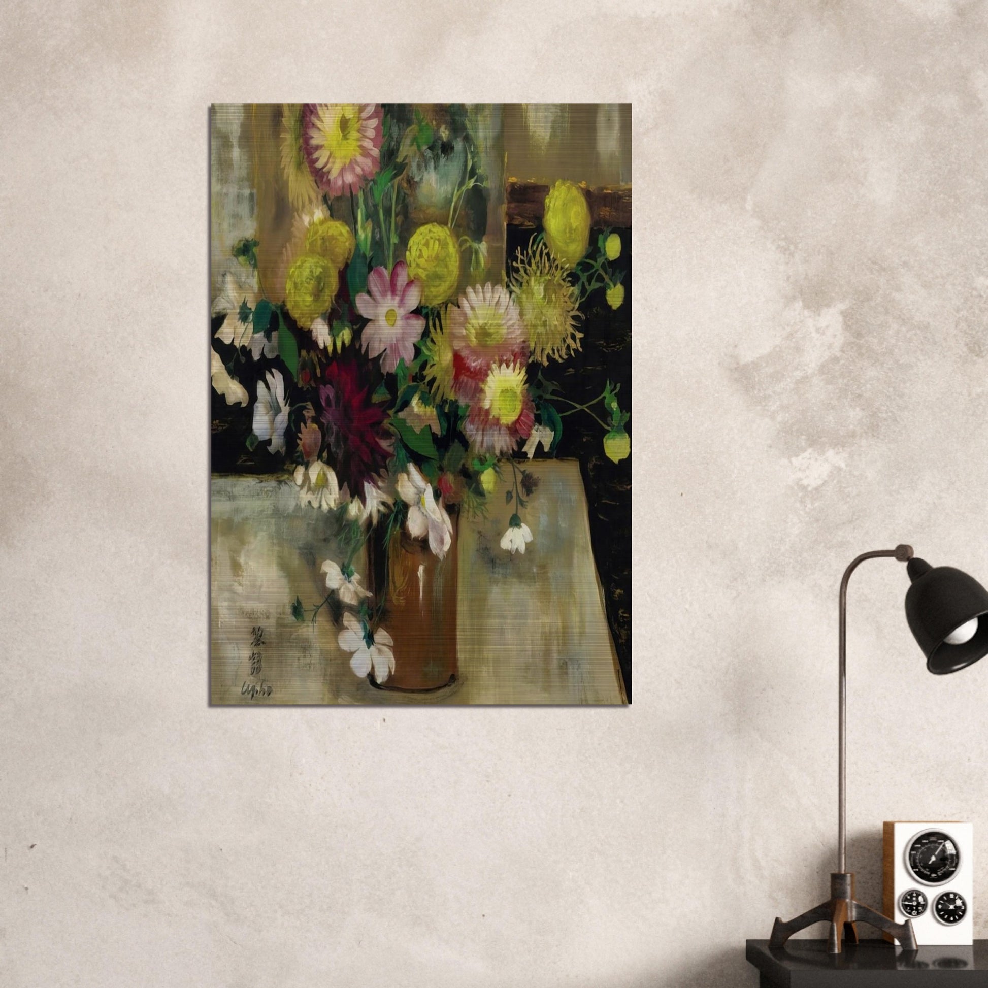 Anemones and Dahlias - Post-Impressionism - Le Pho Brushed Aluminum Print - 70x100 cm / 28x40 inches | Le Pho Aluminum Print | Le Pho Prints