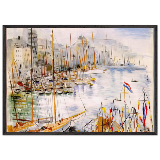 MARSEILLE PORT - Moise Kisling Framed Art Print – Black Wooden Frame - Default Title - -Framed Art Print
