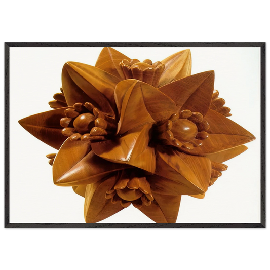 POLYHEDRON WITH FLOWERS - MC Escher Framed Art Print – Black Wooden Frame - Default Title - -Framed Art Print
