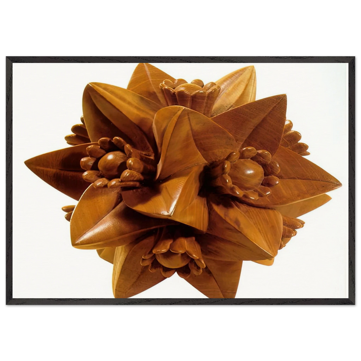 POLYHEDRON WITH FLOWERS - MC Escher 70x100 cm / 28x40 inches Framed Art Print – Black Wooden Frame | Maurits Cornelis Escher Prints