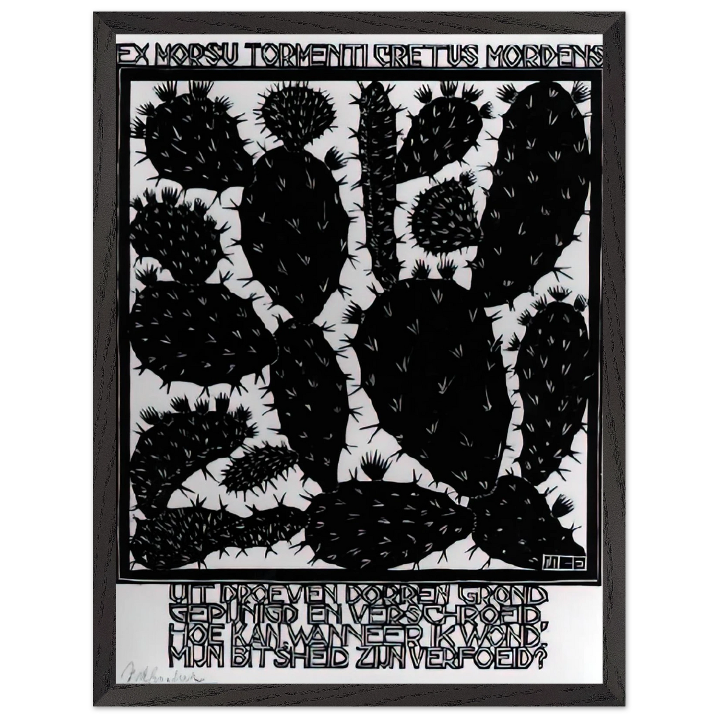 MC Escher - EMBLEMATA CACTUS Wall Art - 30x40 cm / 12x16 inches - Premium Wooden Framed Poster With Fine Art Paper - Black frame
