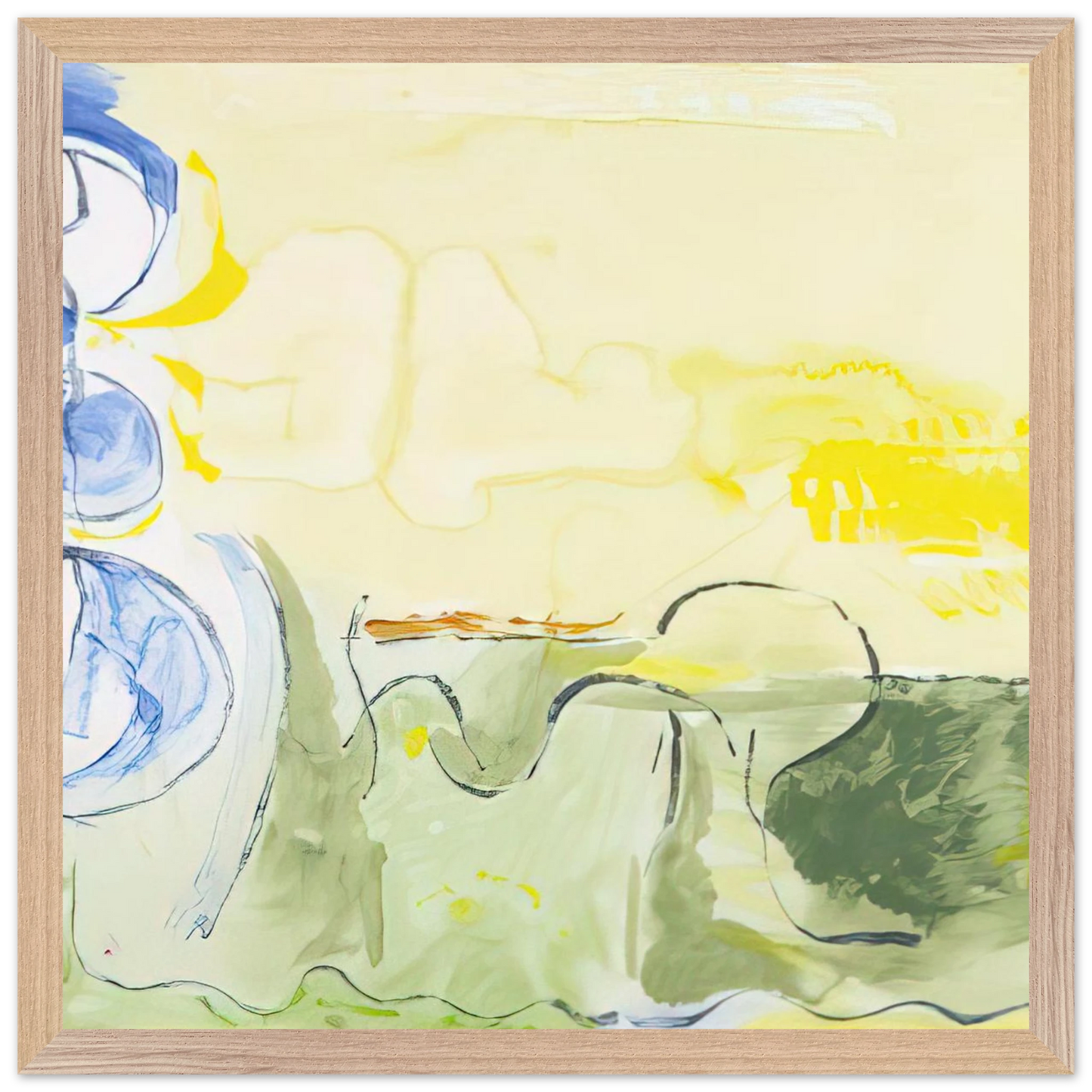 Helen Frankenthaler - Flotilla - 2006 Wall art - 28x43  cm / XL (11x17 inches) - Premium Wooden Framed Poster With Fine Art Paper - Black frame