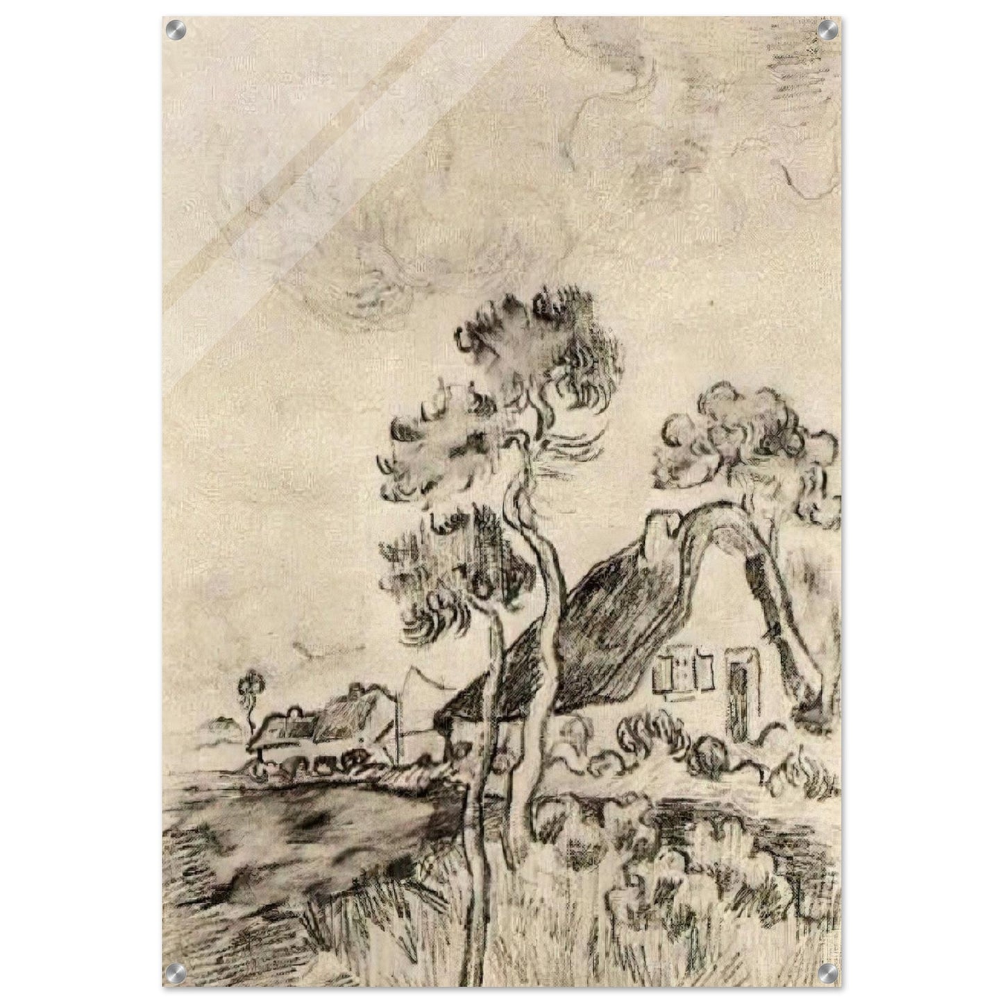 Cottages and Trees - Vincent van Gogh Acrylic Print - 70x100 cm / 28x40″ inches