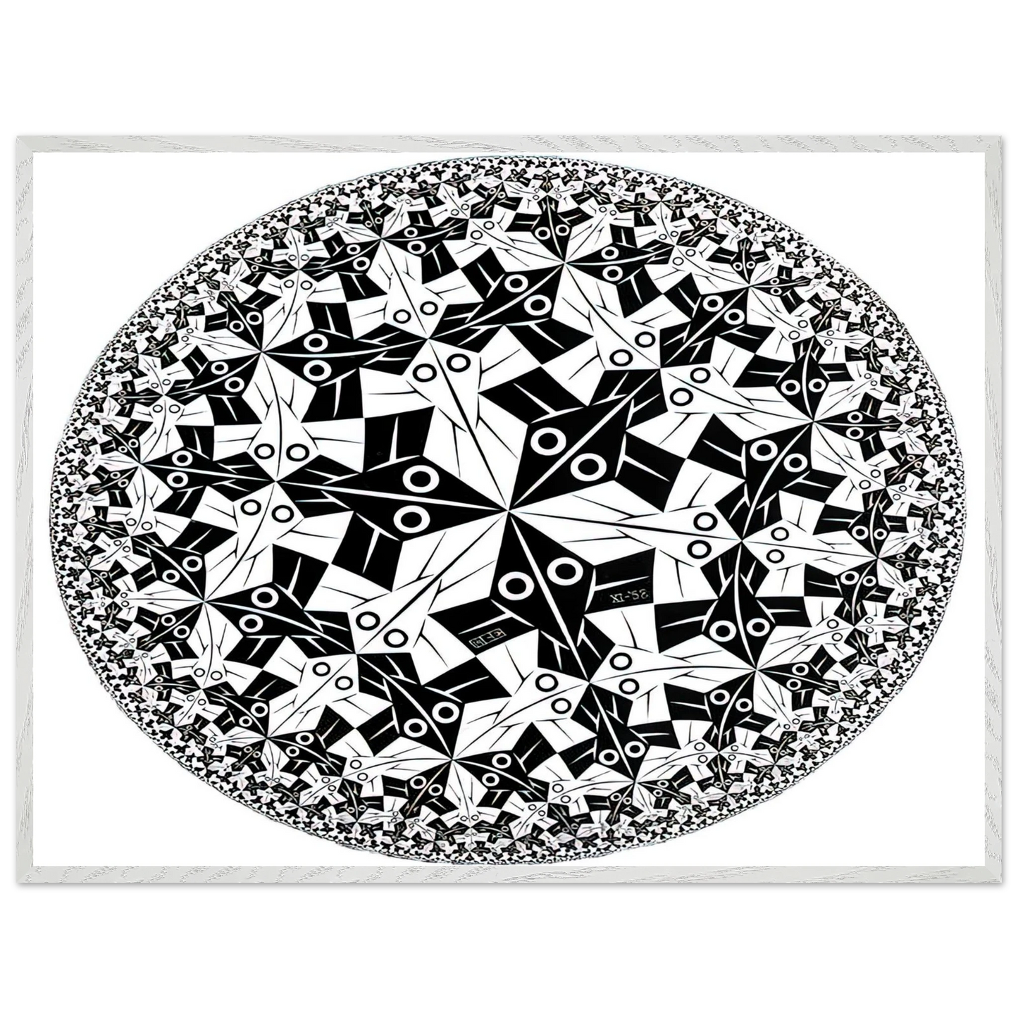 MC Escher - CIRCLE LIMIT I Wall Art - 21x29.7 cm / 8x12" - Premium Wooden Framed Poster With Fine Art Paper - Black frame