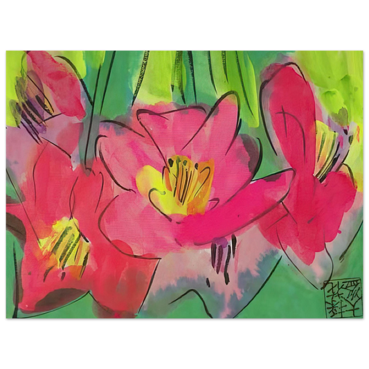 Walasse Ting - The Pinkest Flowers - Naïve Art Primitivism, Pop Art Fine Art Poster - Default Title