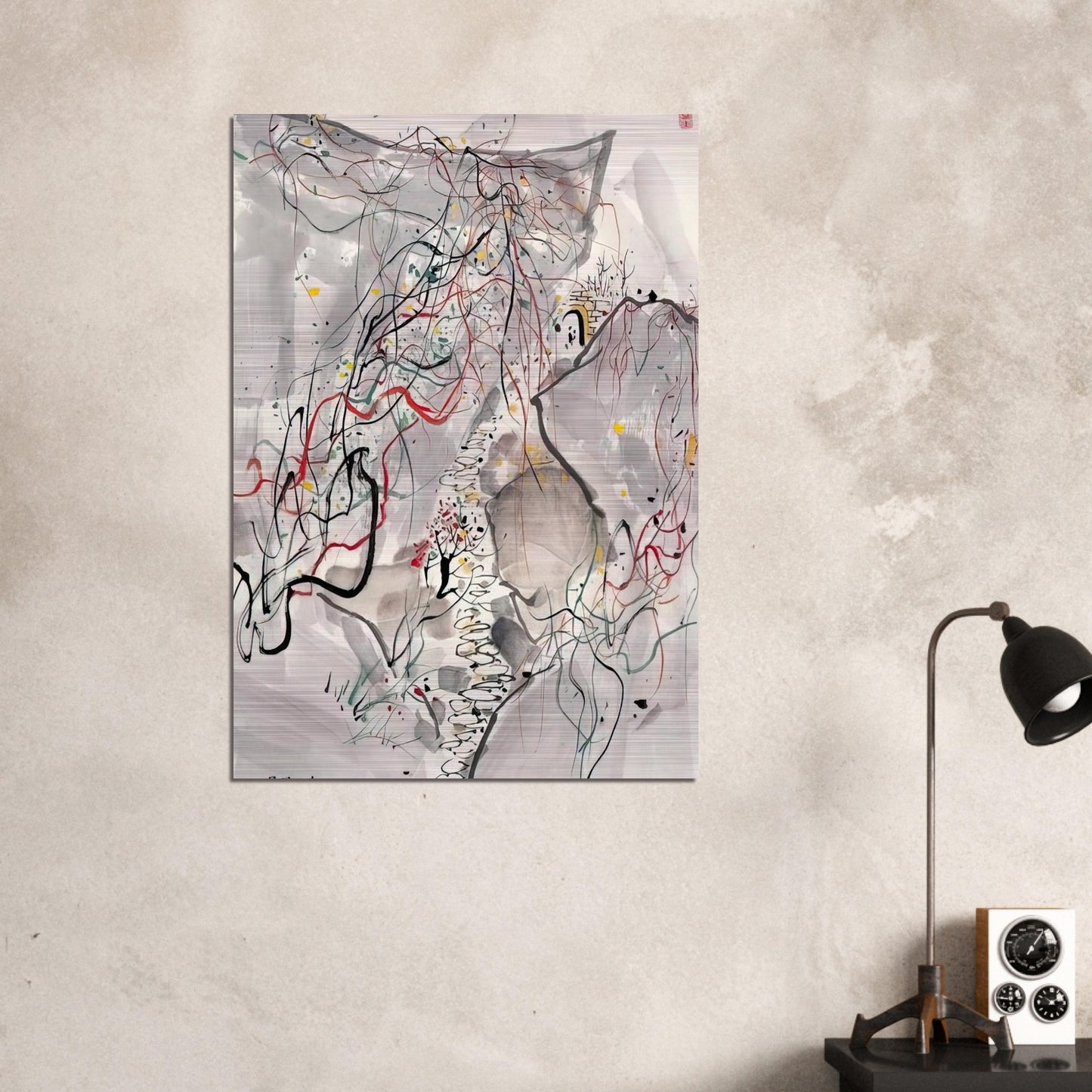 武夷山径 - Abstract Expressionism, Ink and wash painting - Wu Guanzhong Brushed Aluminum Print - 70x100 cm / 28x40 inches | Wu Guanzhong Aluminum Print | Wu Guanzhong Prints