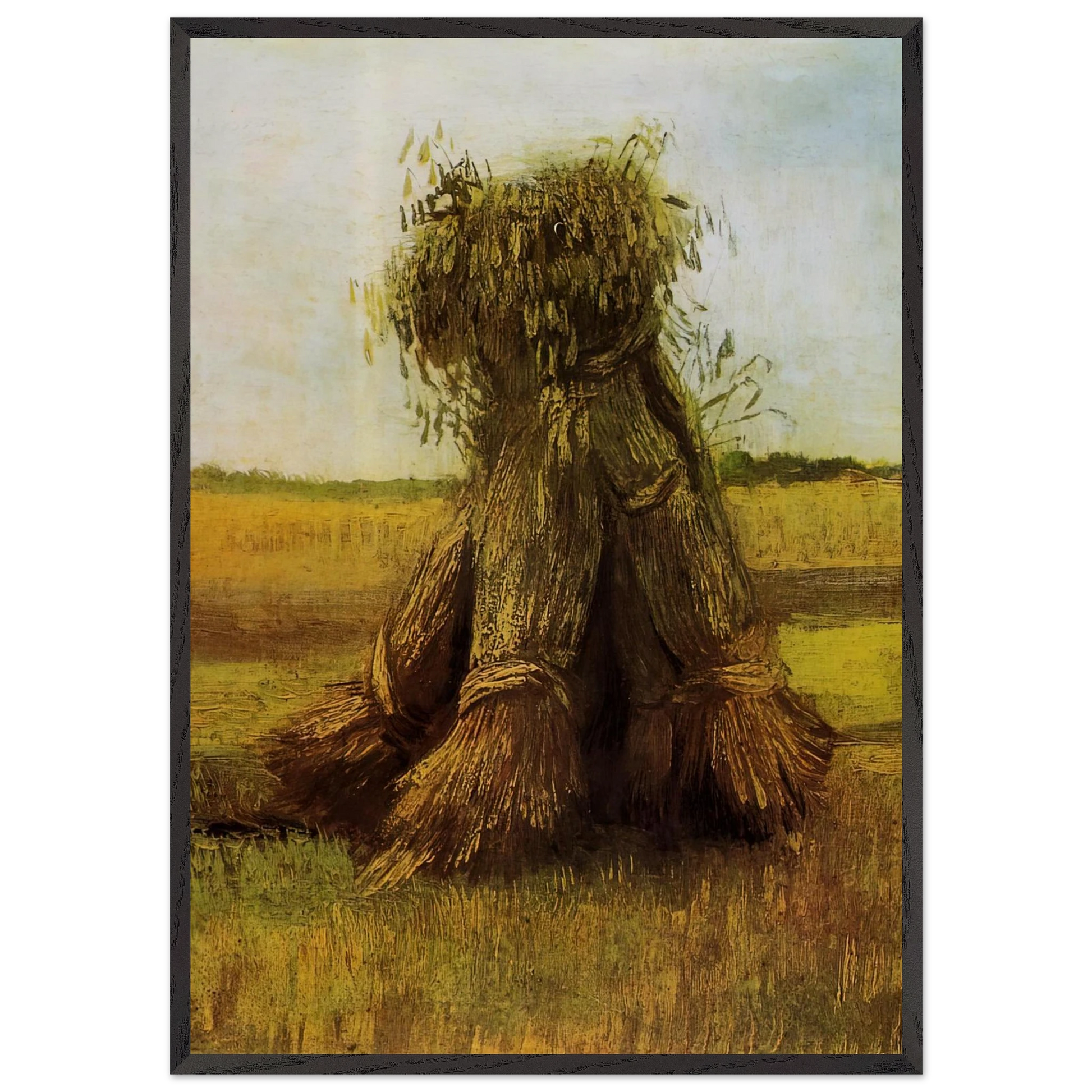 Sheaves of Wheat in a Field - Vincent van Gogh Framed Art Print – Black Wooden Frame - Default Title - -Framed Art Print