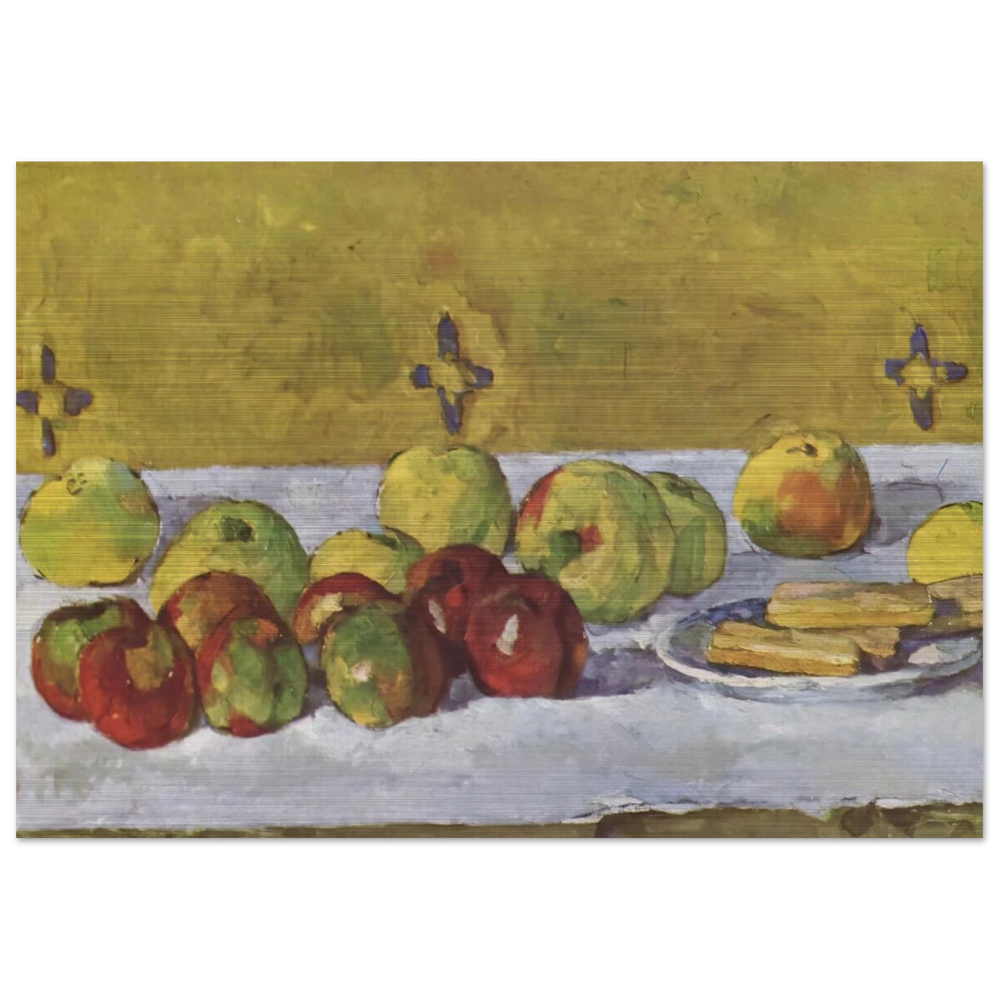 Still life with apples and biscuits - Paul Cézanne Brushed Aluminum Print - 70x100 cm / 28x40 inches | Paul Cézanne Aluminum Print | Paul Cézanne Prints