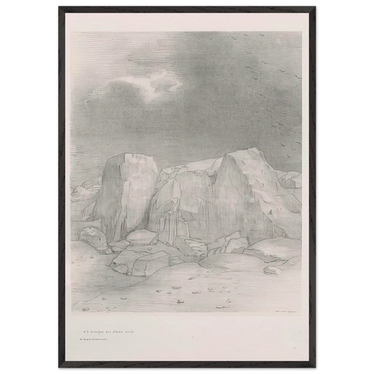 AND HE DISCERNS AN ARID KNOLL COVERED PLAIN PLATE 7 1896 - Odilon Redon Framed Art Print – Black Wooden Frame - Default Title - -Framed Art Print