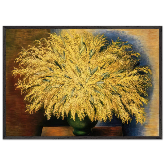 GRAND BOUQUET OF MIMOSA 1942 - Moise Kisling Framed Art Print – Black Wooden Frame - Default Title - -Framed Art Print