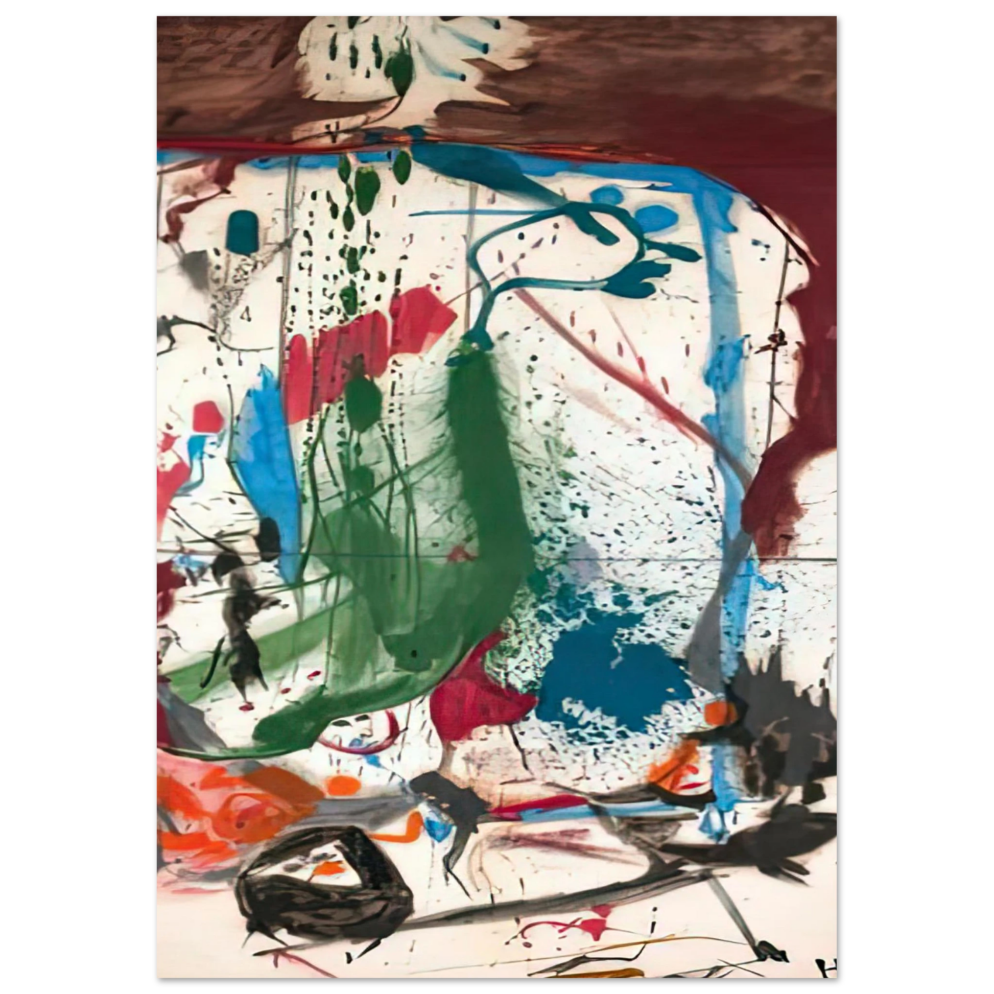 Helen Frankenthaler - Las Mayas, 1958- Wall Art - 60x80 cm / 24x32 inches - Premium Wooden Framed Poster With Fine Art Paper - Wood frame