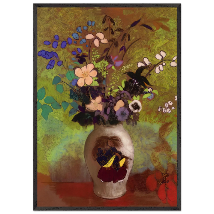 VASE WITH JAPANESE WARRIOR 1905 - Odilon Redon 70x100 cm / 28x40 inches Framed Art Print – Black Wooden Frame