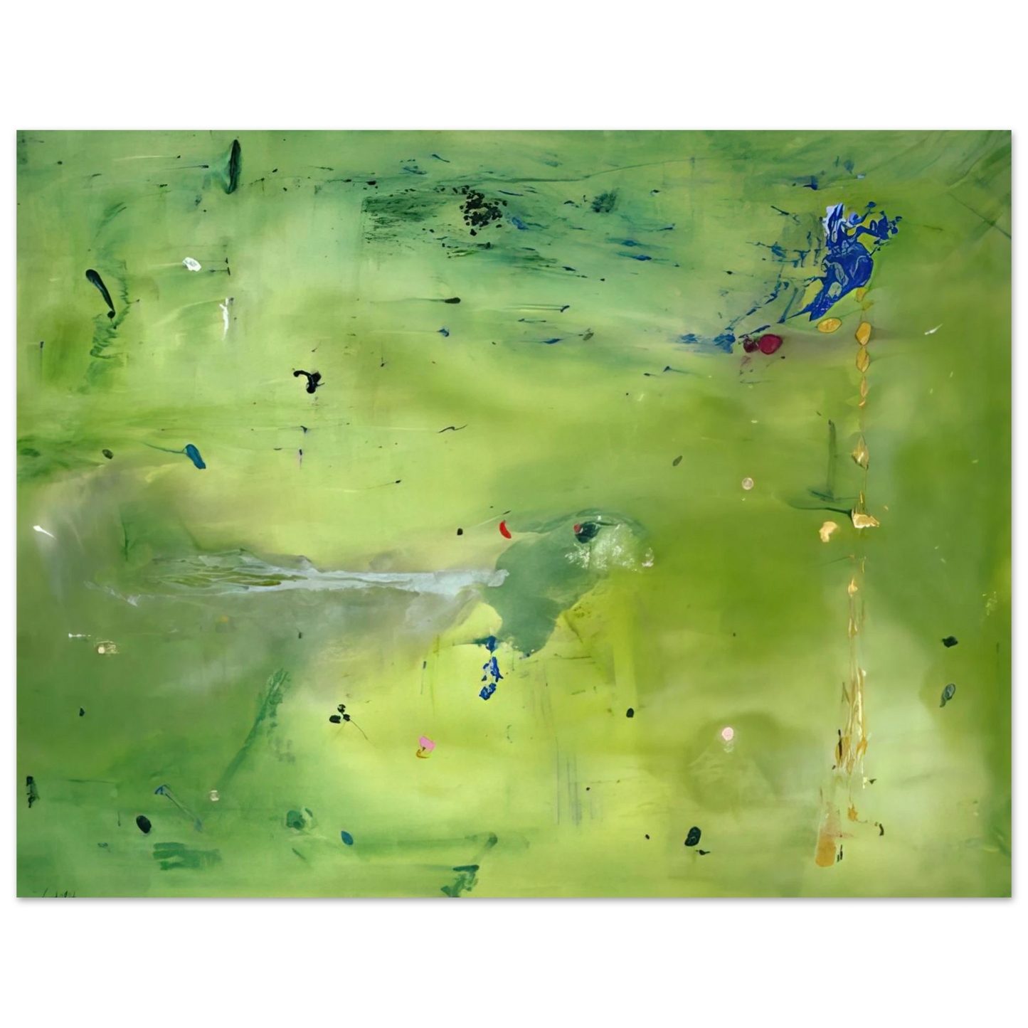 Helen Frankenthaler - A Green Thought in a Green Shade - 1981 Wall art - 27x35 cm / 11x14 Inches - Premium Wooden Framed Poster With Fine Art Paper - White frame