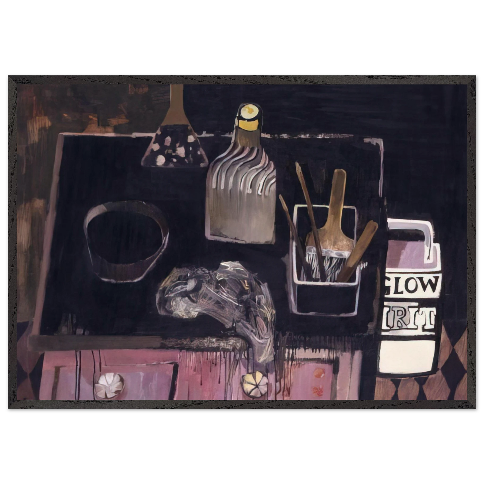 The Etching Table - 1971 - Mary Fedden Framed Art Print – Black Wooden Frame - Default Title - -Framed Art Print