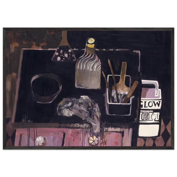 The Etching Table - 1971 - Mary Fedden 70x100 cm / 28x40 inches Framed Art Print – Black Wooden Frame