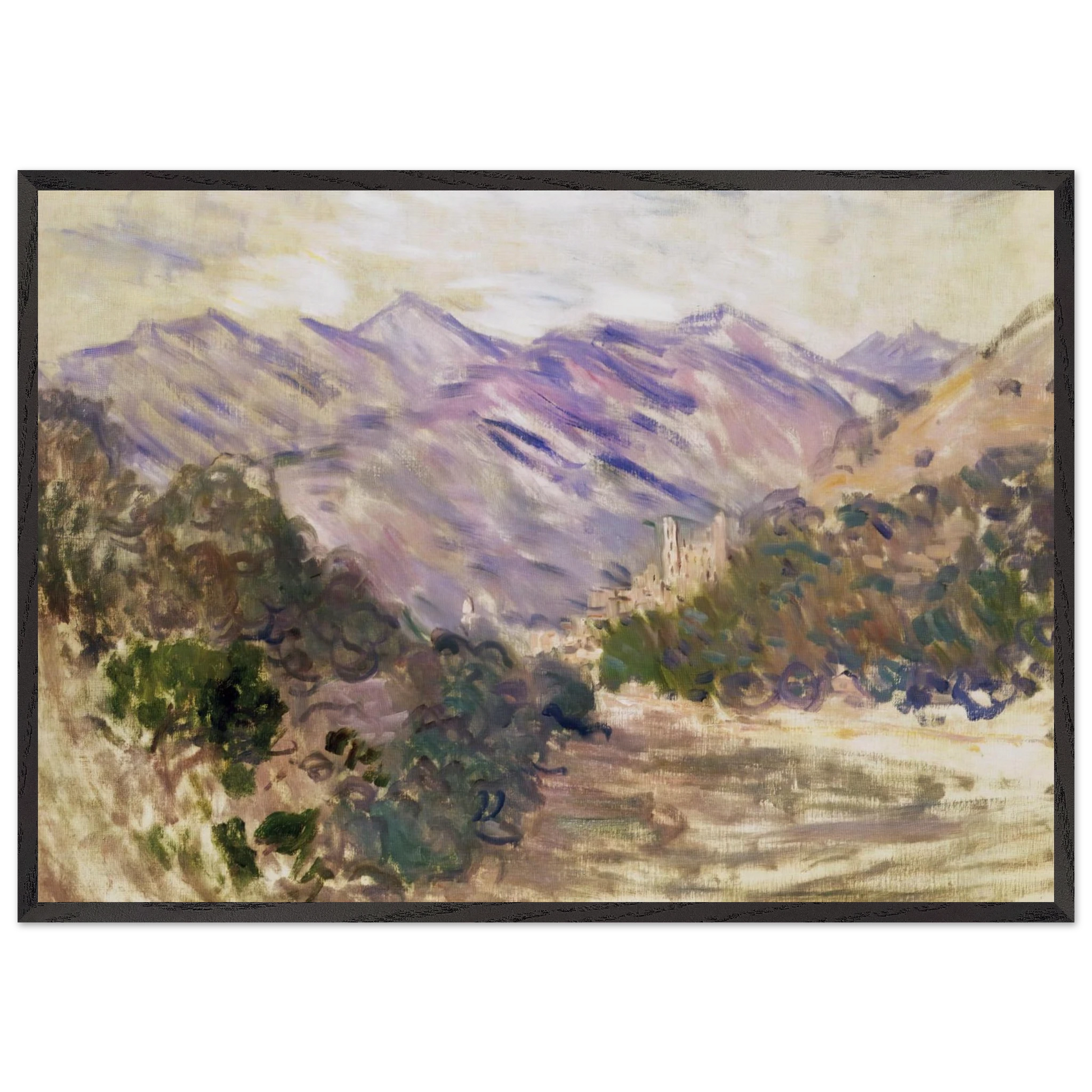 The Valley of the Nervia with Dolceacqua - claude monet Framed Art Print – Black Wooden Frame - Default Title - -Framed Art Print