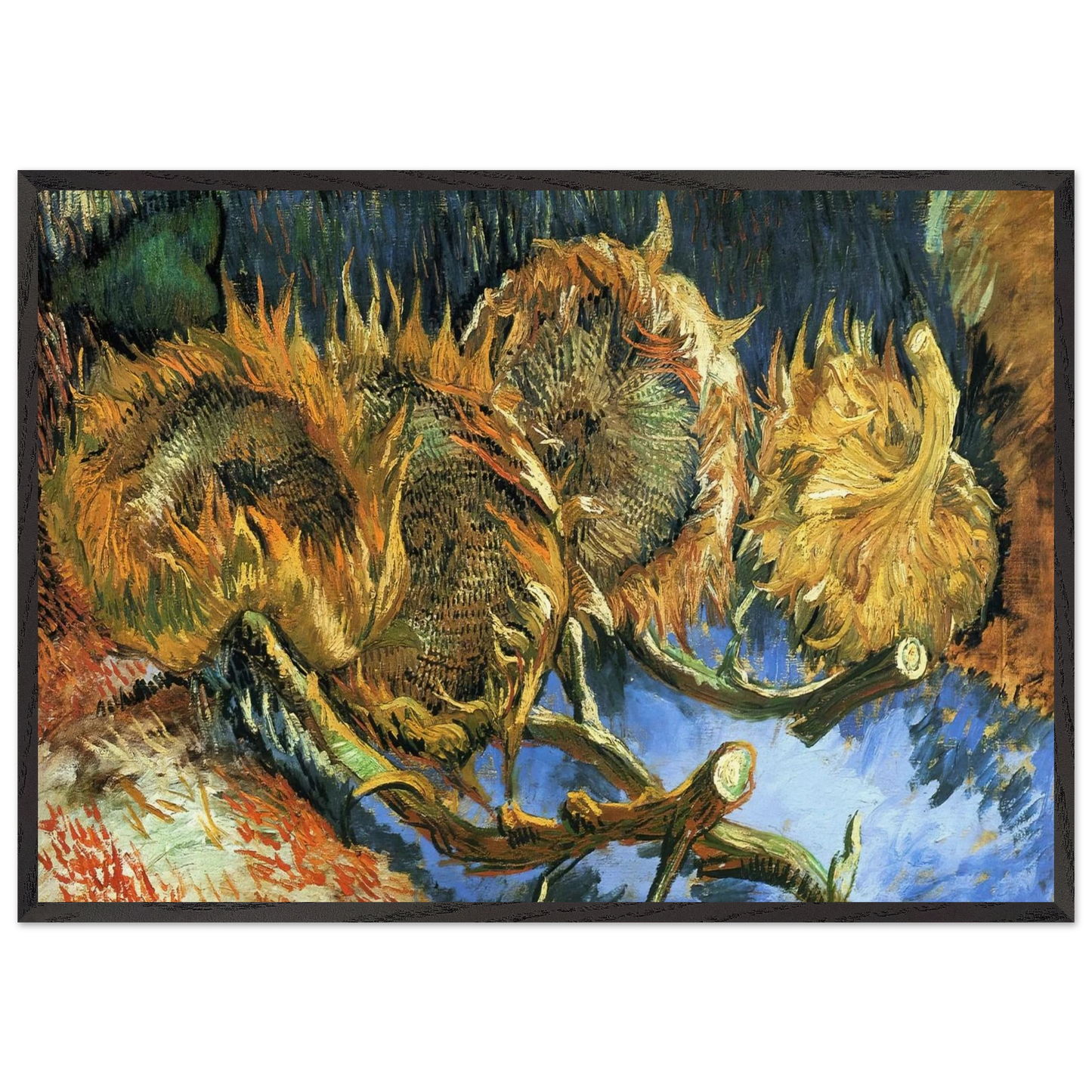 Still Life with Four Sunflowers - Vincent van Gogh Framed Art Print – Black Wooden Frame - Default Title - -Framed Art Print