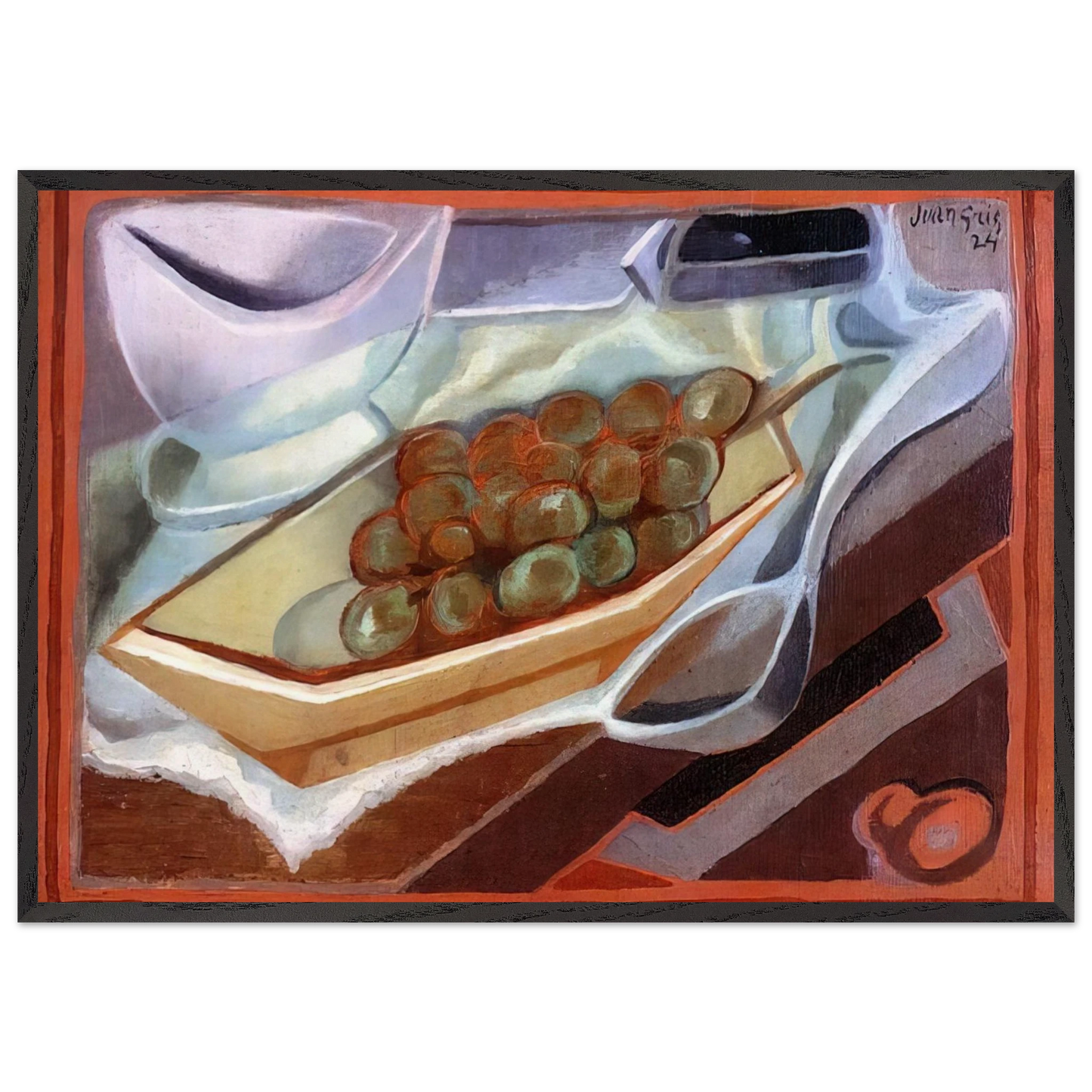 THE BUNCH OF GRAPES 1924 - Juan Gris Framed Art Print – Black Wooden Frame - Default Title - -Framed Art Print