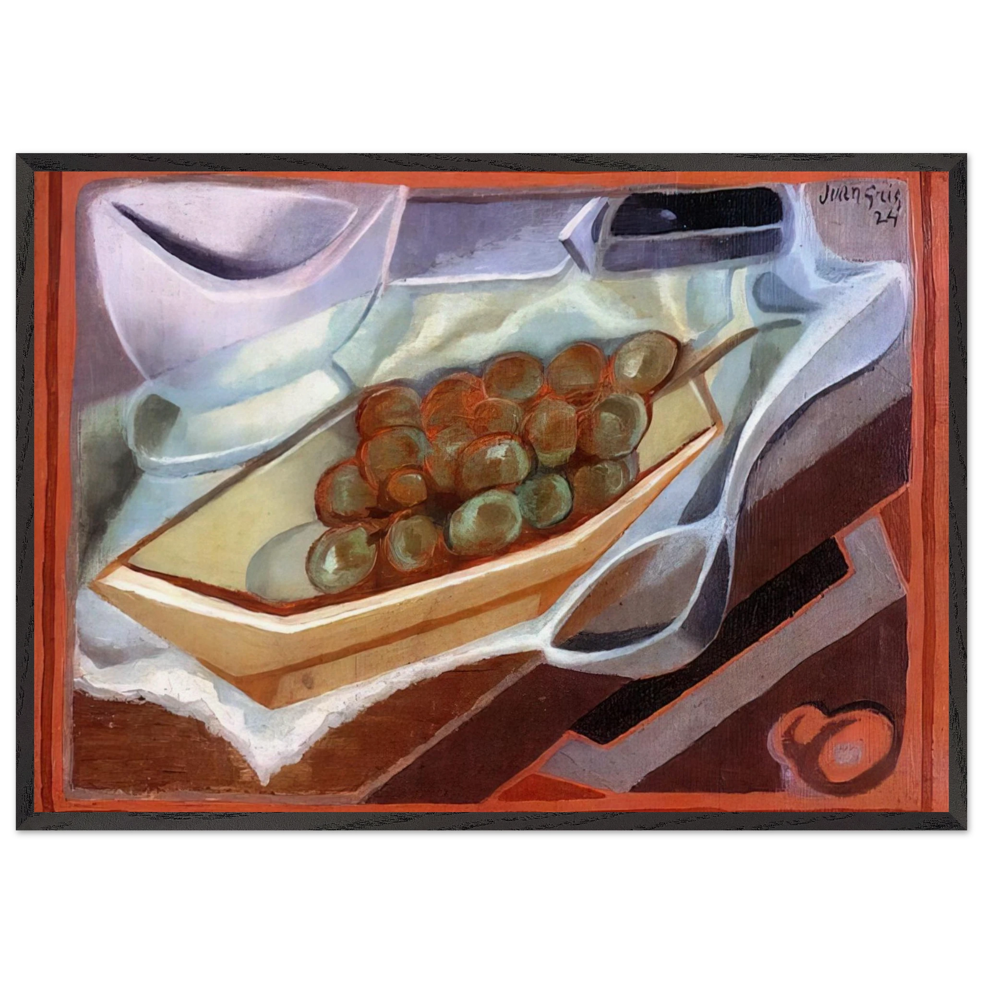 THE BUNCH OF GRAPES 1924 - Juan Gris Framed Art Print – Black Wooden Frame - Default Title - -Framed Art Print