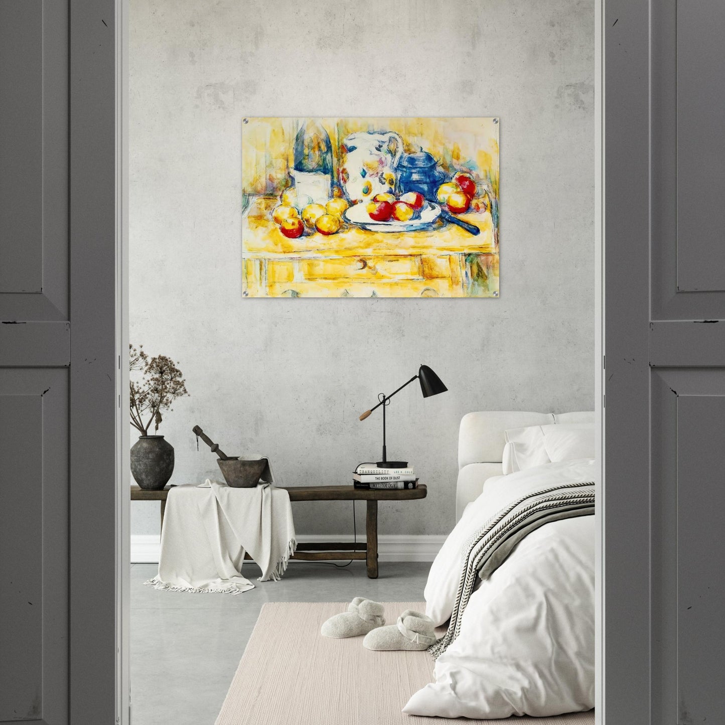 Still Life with Apples, a Bottle and a Milk Pot - Paul Cézanne Acrylic Print - 70x100 cm / 28x40″ inches