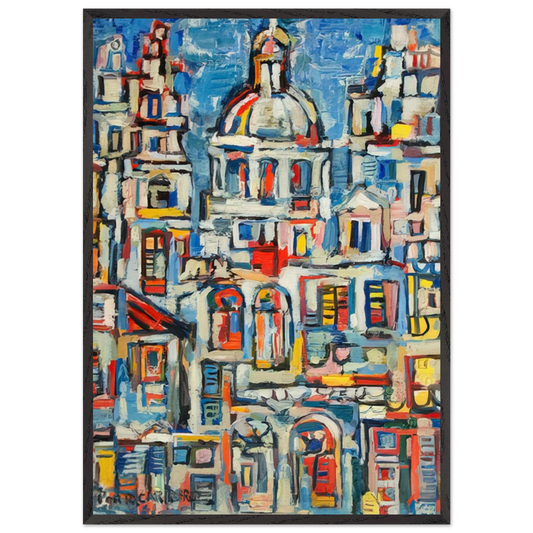 LANDSCAPE OF HAVANA 1961 - Rene Portocarrero Framed Art Print – Black Wooden Frame - Default Title - -Framed Art Print