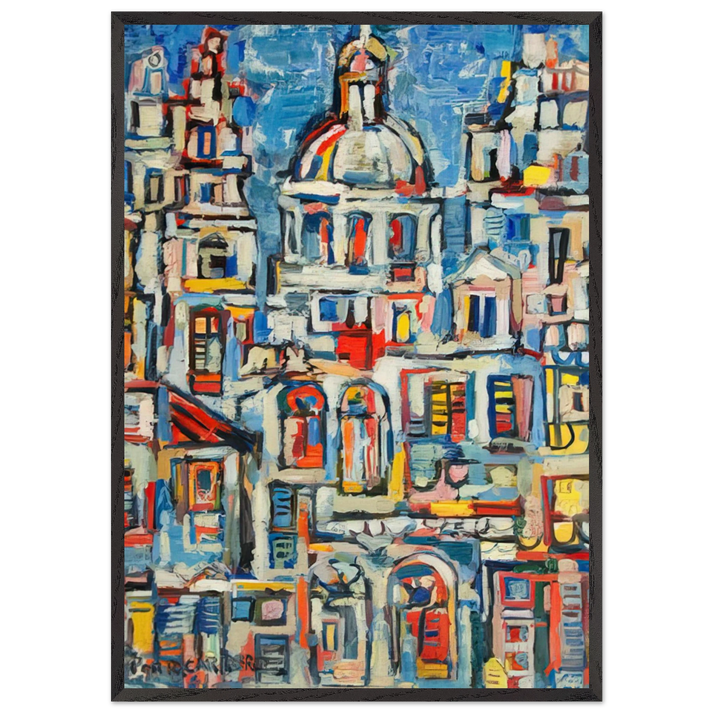 LANDSCAPE OF HAVANA 1961 - Rene Portocarrero 70x100 cm / 28x40 inches Framed Art Print – Black Wooden Frame